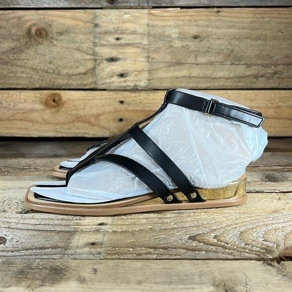 Franco Sarto Sybil Strappy Sandal - Black/Gold - 6.5 - New without box - Picture 1 of 8